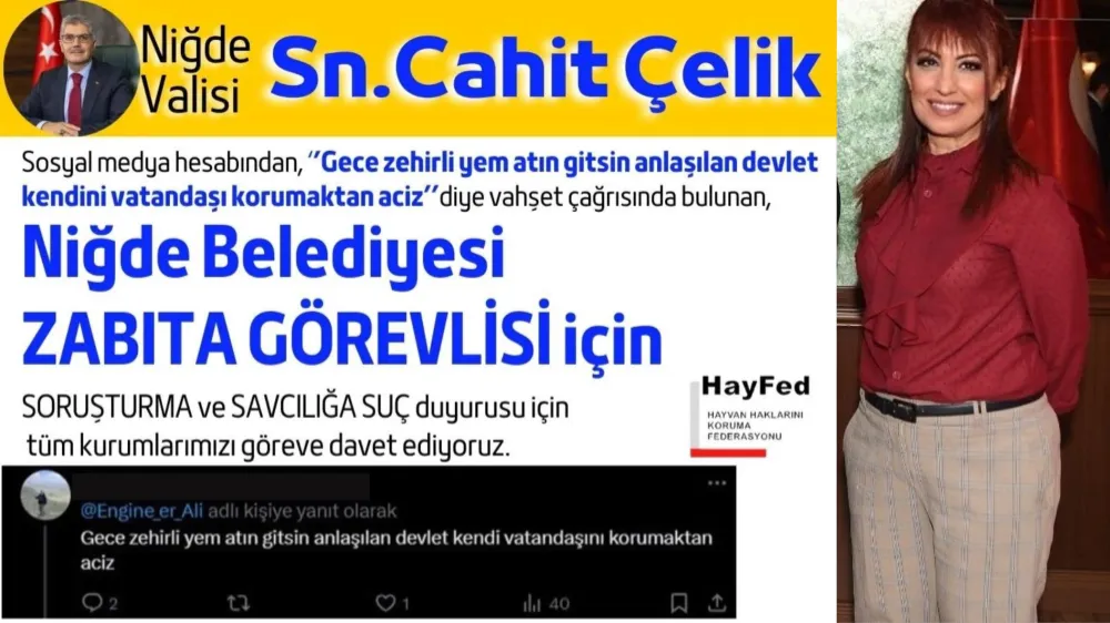 Hayvanseverlerden Niğde Valisi Çelik’e soruşturma çağrısı